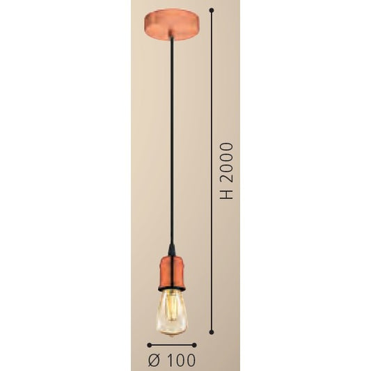 Eglo Yorth Pendul 1x60W, Ø10 cm, cupru mat (brushed copper)