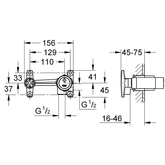 Grohe Corp incastrat pentru baterie lavoar monocomanda, cartus 35 mm