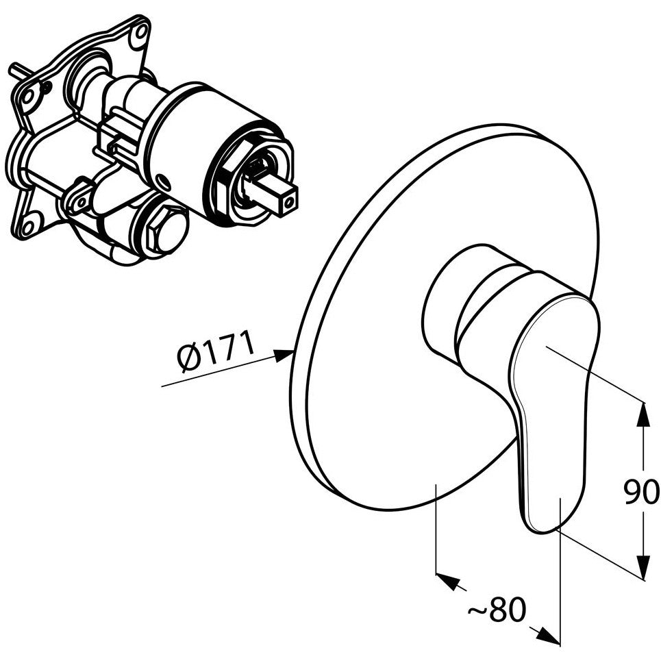 Kludi Objekta Baterie dus monocomanda incastrata, pentru set preinstalare