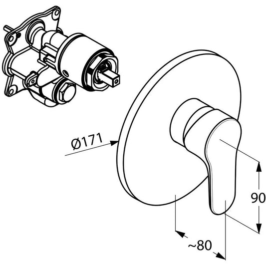 Kludi Objekta Baterie dus monocomanda incastrata, pentru set preinstalare