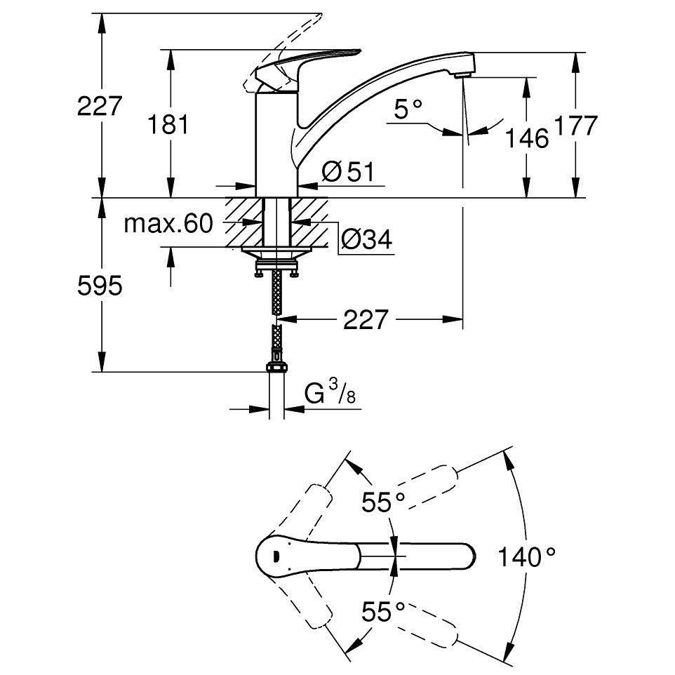 Grohe Eurosmart Baterie chiuveta bucatarie monocomanda