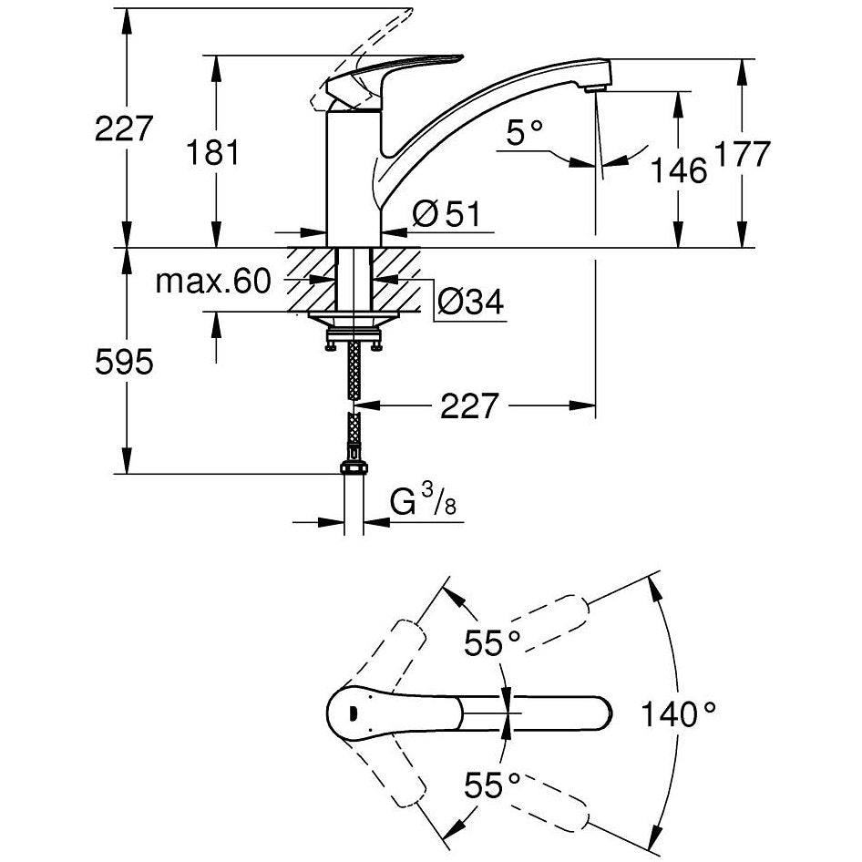 Grohe Eurosmart Baterie chiuveta bucatarie monocomanda, negru mat
