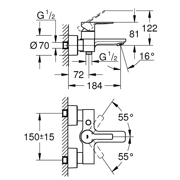 Grohe Lineare Baterie cada dus monocomanda, crom