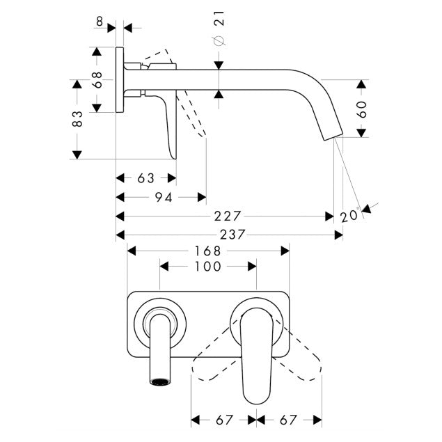 Baterie lavoar incastrata Hansgrohe Axor Citterio M, cu placa, pipa 23 cm