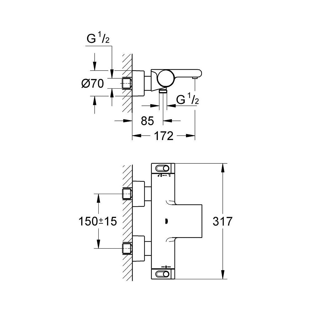 Grohe Grohtherm 2000 Baterie cada dus cu termostat