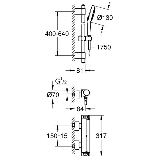 Grohe Grohtherm 2000 New Baterie dus cu termostat cu set dus Power&Soul
