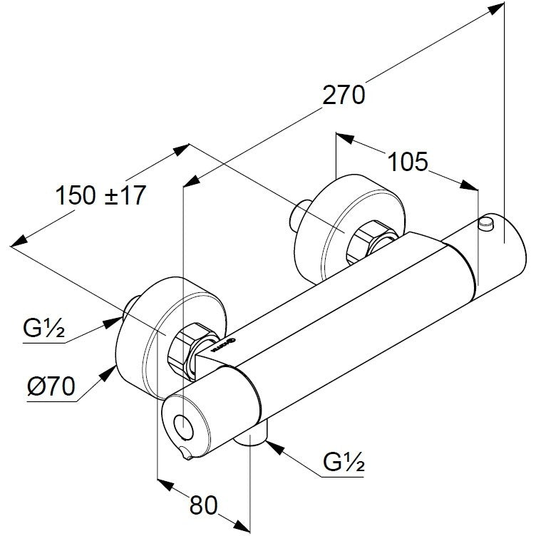 Kludi Basic Baterie dus monocomanda cu termostat