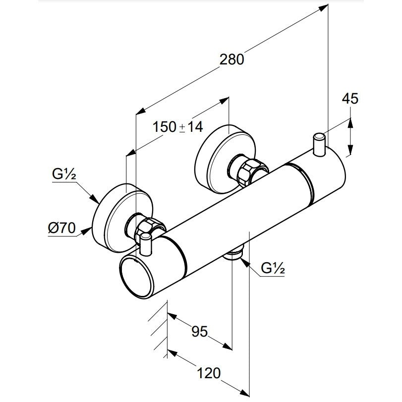 Kludi Bozz Baterie dus monocomanda termostatata, negru mat