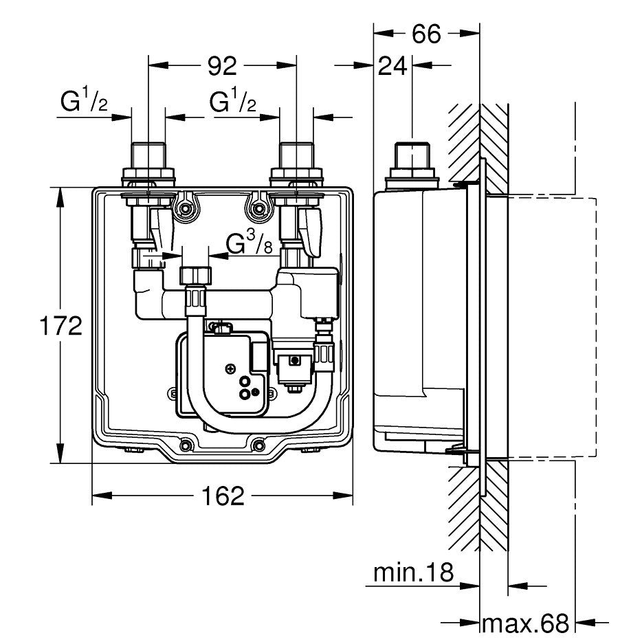 Grohe Eurosmart Cosmopolitan E Corp incastrat baterie termostatata