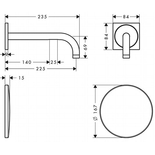 Hansgrohe Axor Uno2 Baterie lavoar electronica, pipa 23 cm