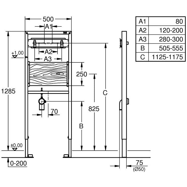 Grohe Rapid SL Cadru montaj chiuveta spalator H130 cm