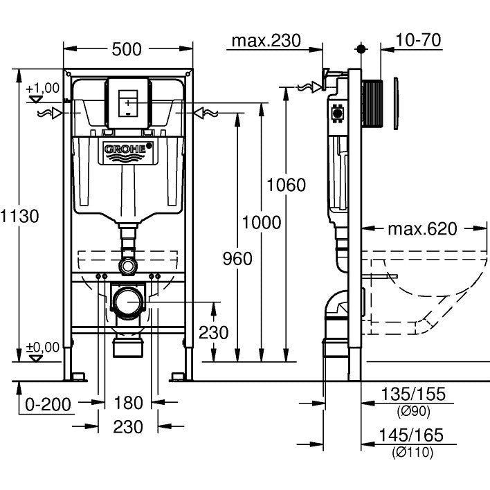 Grohe Rapid SL 5 in 1 Set rezervor incastrat GD2 si clapeta de actionare