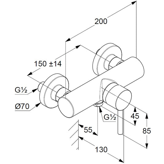 Kludi Bozz Baterie dus monocomanda, auriu periat (brushed gold)