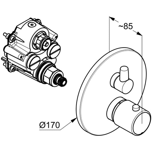 Kludi Zenta Baterie dus termostatata, montaj incastrat