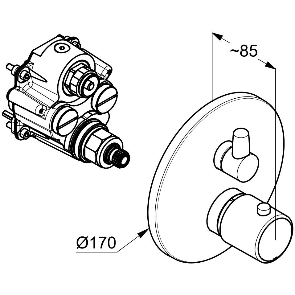 Kludi Zenta Baterie dus termostatata, montaj incastrat