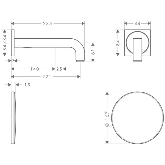 Hansgrohe Axor Citterio Baterie lavoar electronica, pipa 23 cm