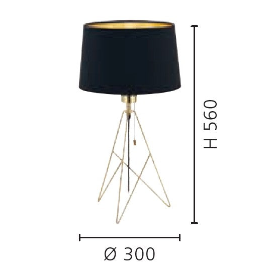 Eglo Camporale Veioza 1x60W, negru/auriu