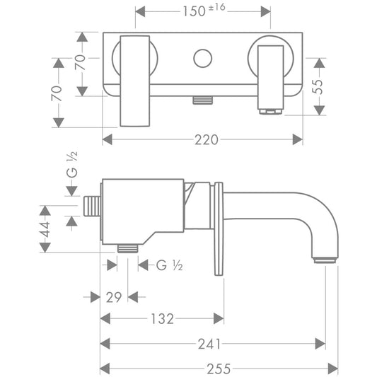 Hansgrohe Axor Citterio Baterie cada dus monocomanda, montaj pe perete