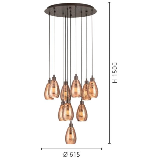 Eglo Siracusa Pendul 10x60W, cupru