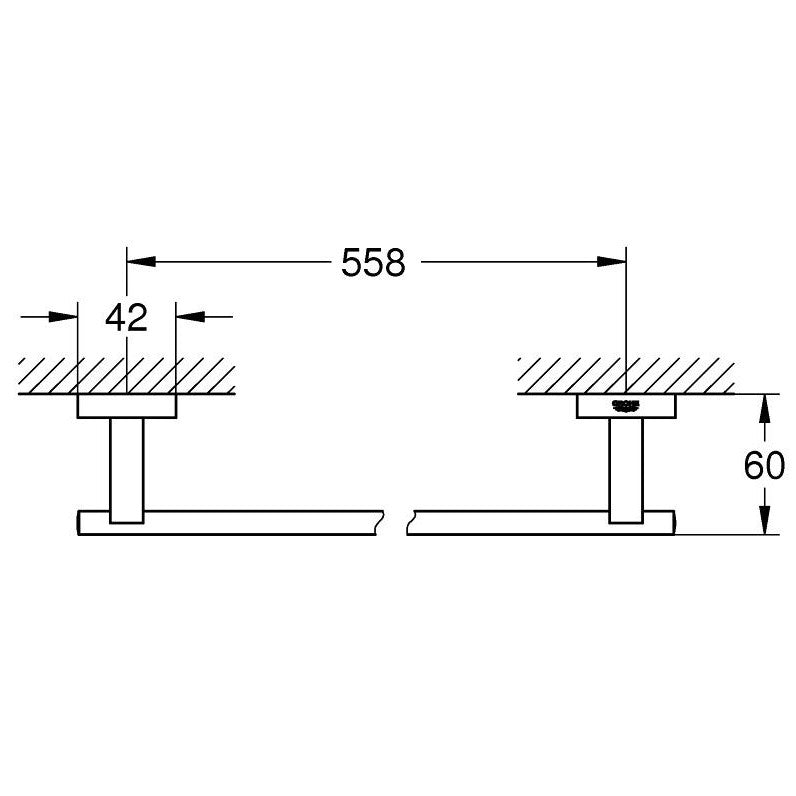 Grohe Essentials Cube Suport prosop baie tip bara 60 cm