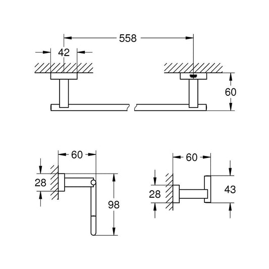 Grohe Essentials Cube Guest Set de accesorii 3 in 1