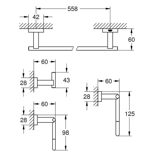 Grohe Essentials Cube Master Set accesorii 4 in 1