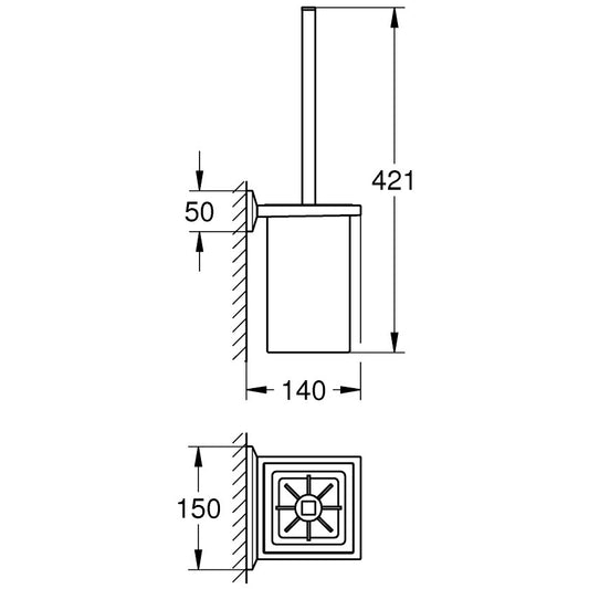 Grohe Allure Brilliant Set perie WC cu suport, crom