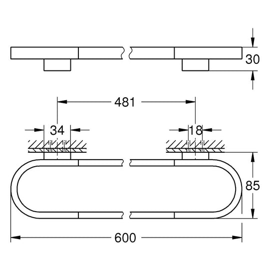 Grohe Selection Suport prosop baie multifinctional tip bara 60 cm, crom
