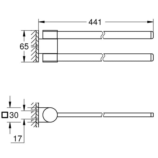 Grohe Selection Suport prosop baie tip bara dubla 40 cm, crom
