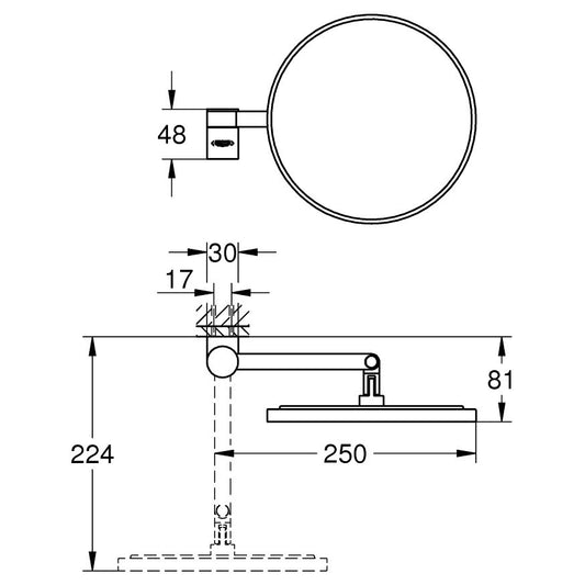 Grohe Selection Oglinda cosmetica Ø20 cm, crom