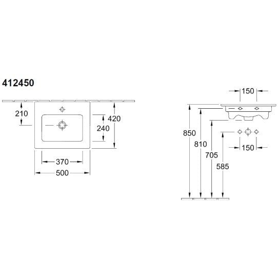 Lavoar baie suspendat Villeroy & Boch nticello 50x42 cm