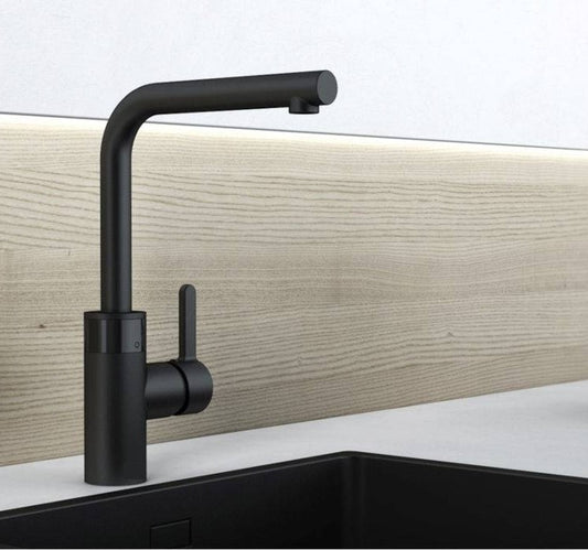 Kludi E-Go Baterie chiuveta bucatarie monocomanda electronica H34 cm, alimentare transformator 230V, negru mat