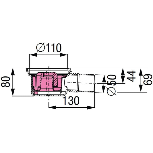 Corp sifon de pardoseala Kessel Superflat System 100 Ø5 cm