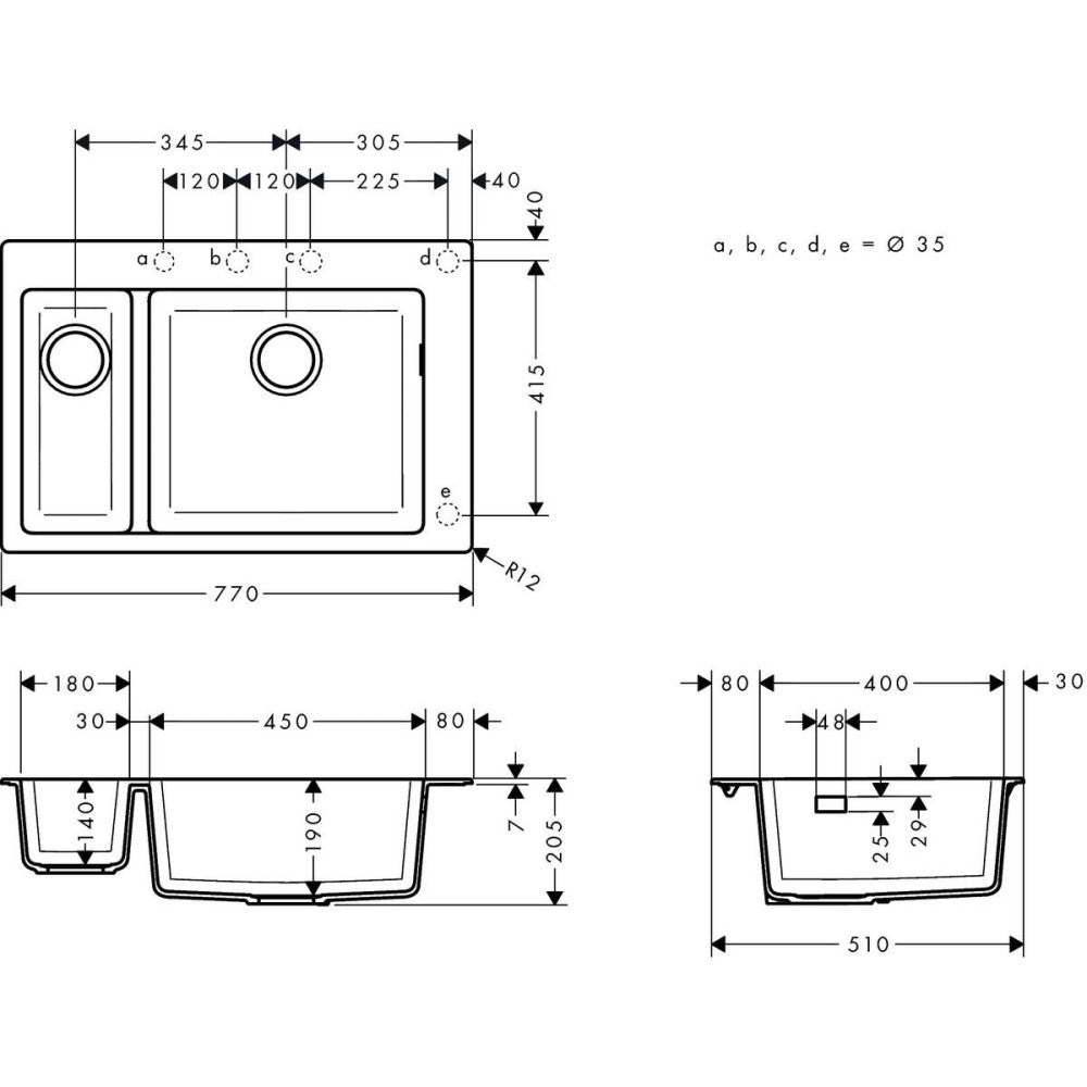 Hansgrohe S510-F635 Chiuveta bucatarie granit 77x41 cm, gri deschis (concrete grey)