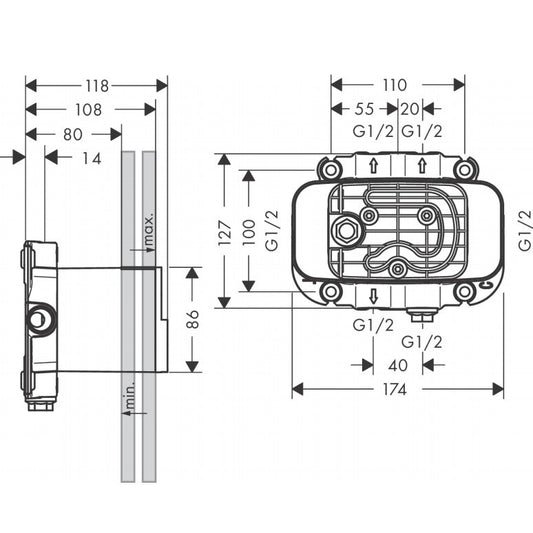 Hansgrohe Axor Corp incastrat pentru termostat