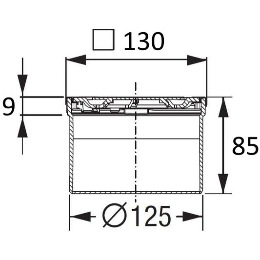 Piesa superioara cu capac din inox Kessel Slot System 125 12 cm, fara cheie
