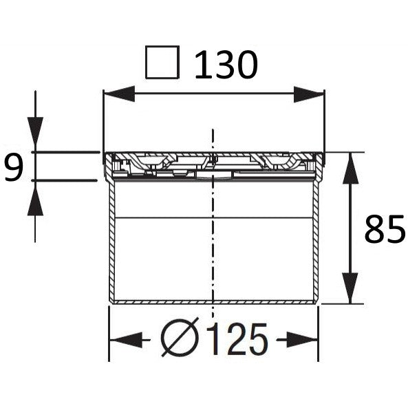Piesa superioara cu capac din inox Kessel Oval System 125 12 cm, fara cheie