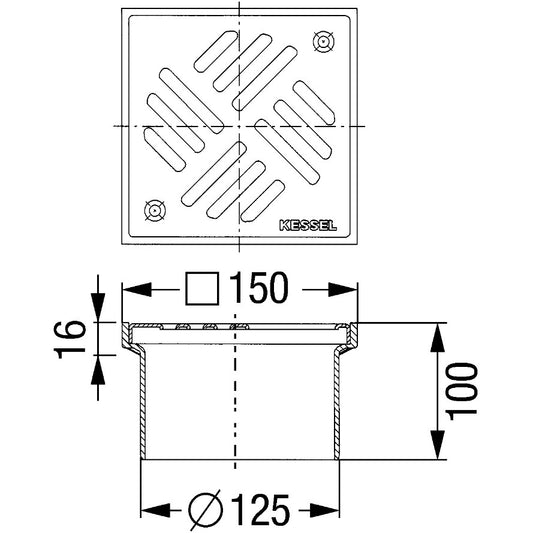 Piesa superioara cu capac din inox Kessel System 125 Ø13 cm