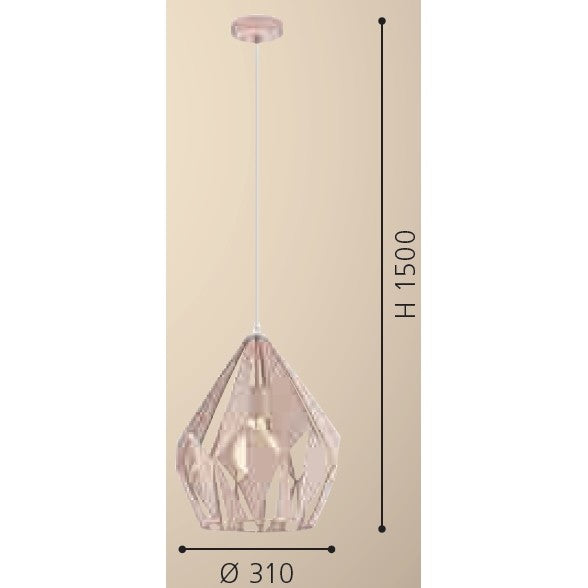 Eglo Carlton-P Pendul 1x60W, roz deschis mat (pastel apricot)