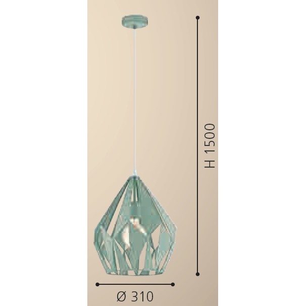 Eglo Carlton-P Pendul 1x60W, verde deschis mat