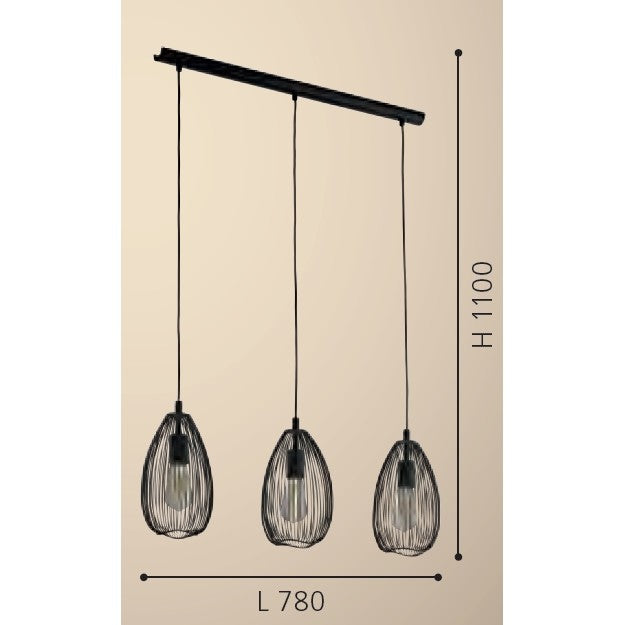 Eglo Clevedon Pendul 3x60W, negru