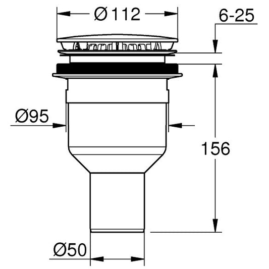 Grohe Sifon universal cadita de dus, evacuare verticala, crom