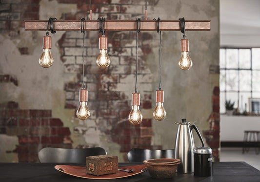 Eglo Townshend 4 Pendul 6x60W, cupru (antique-brown)