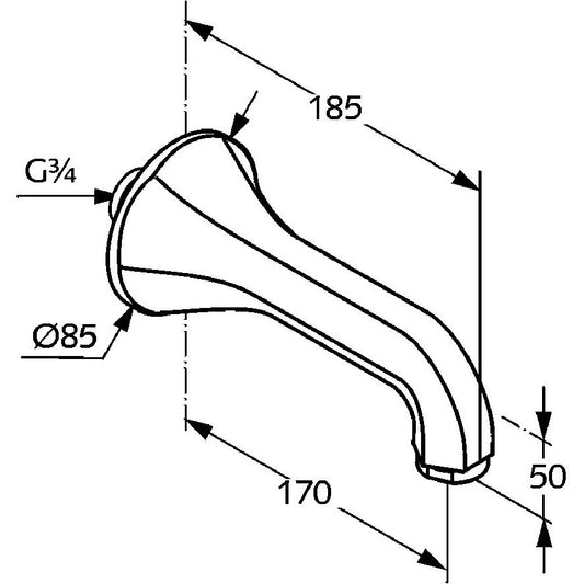 Kludi Adlon Pipa pentru cada, crom
