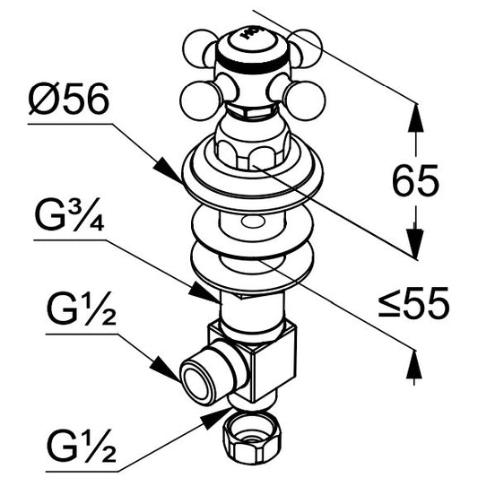 Kludi Adlon Robinet lateral pentru apa calda, montaj pe cada, crom