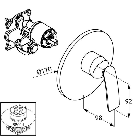 Kludi Balance Baterie dus cu montaj incastrat, negru mat