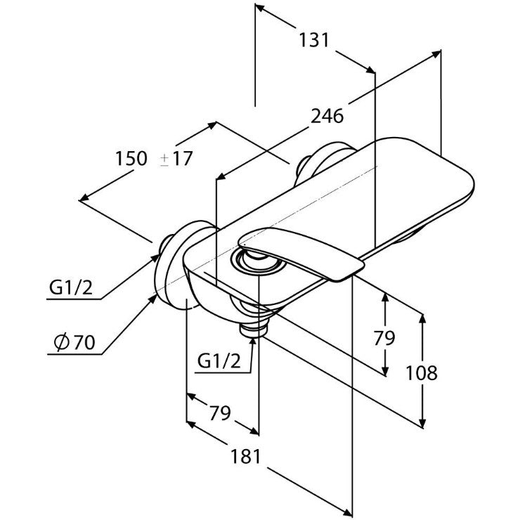 Kludi Balance White Baterie dus monocomanda, alb