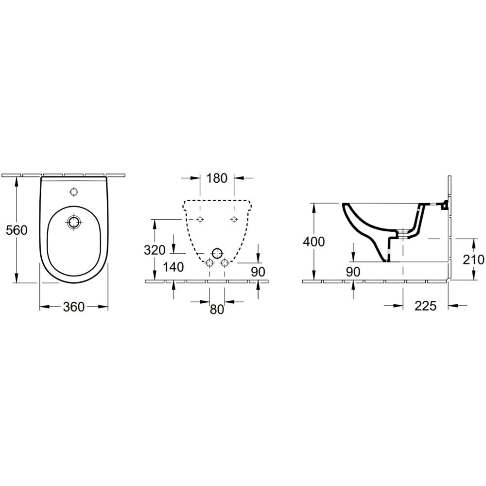 Villeroy & Boch O.Novo Bideu suspendat 36x56 cm