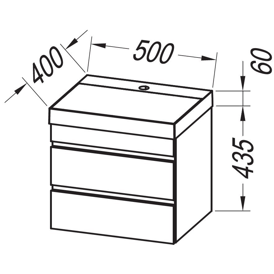Set mobilier baie (masca cu 2 sertare si lavoar) Kolpa San Naomi 50x40xH44 cm, alb