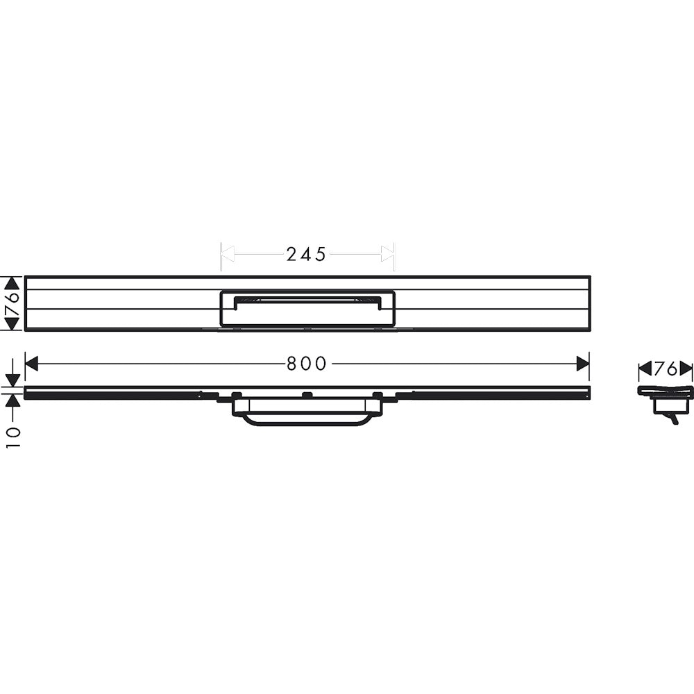 Grila ornament rigola dus Hansgrohe RainDrain Flex 80 cm, montaj la perete, crom